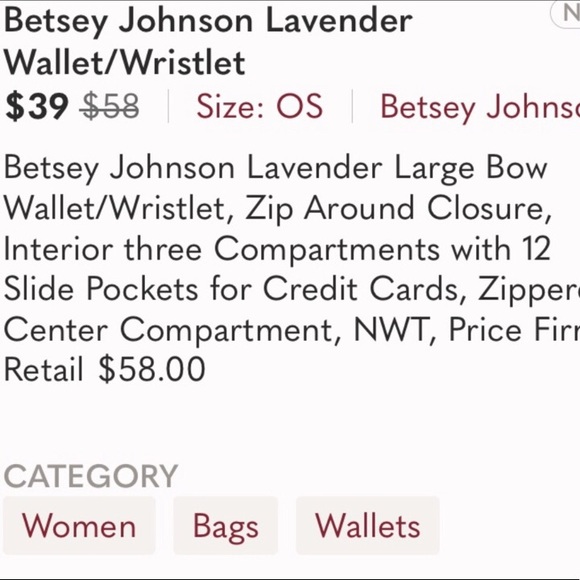 Betsey Johnson Lavender Wallet/Wristlet - Picture 3 of 3